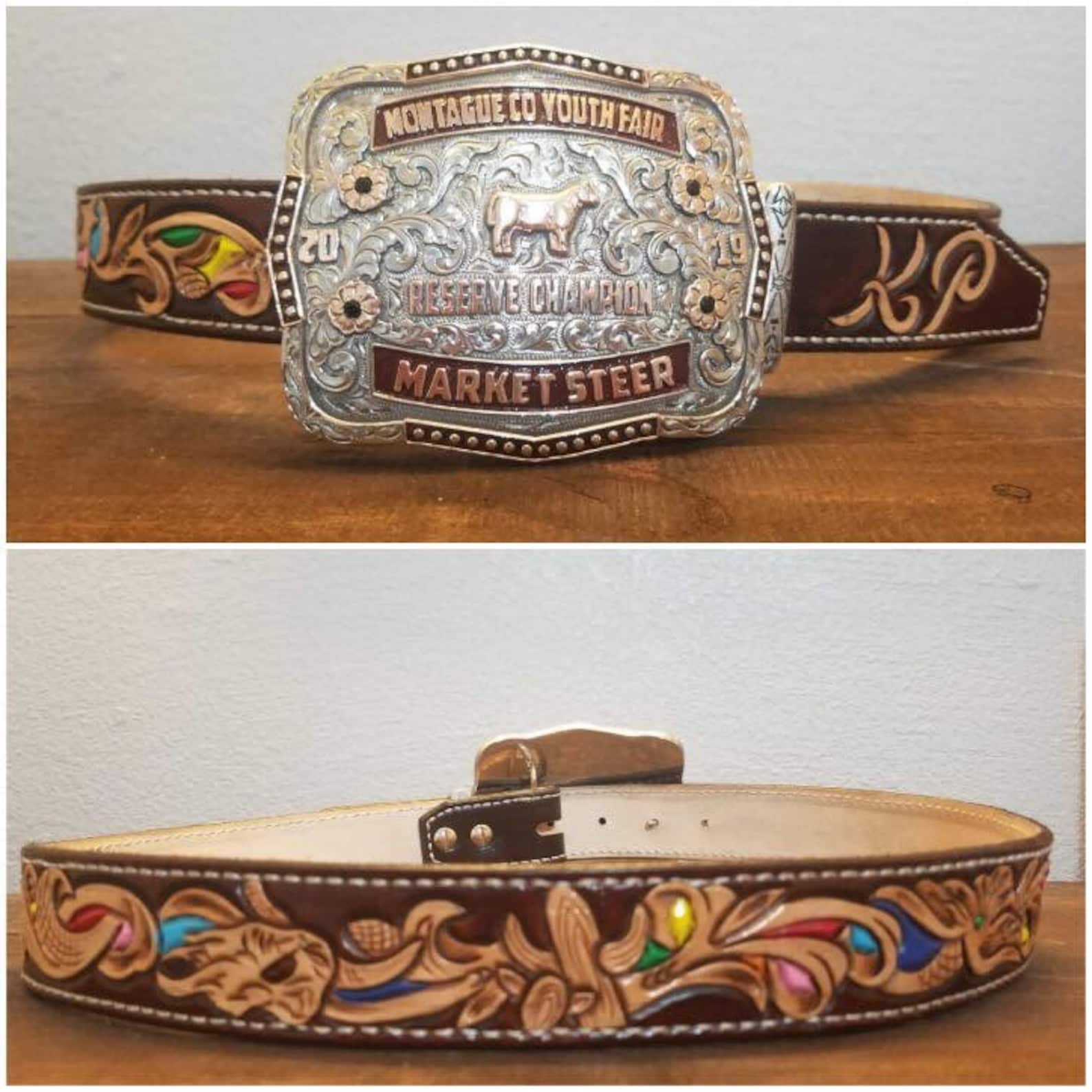 Custom hand tooled leather belts. High quality tooling Etsy