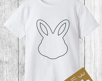 T shirt à colorier,T-shirt pochoirT-shirt personnalisable,T-shirt enfant,feutres lavables,cadeau,anniversaire,T-shirt pâques,pâques