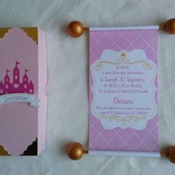 Invitation parchemin thème princesse