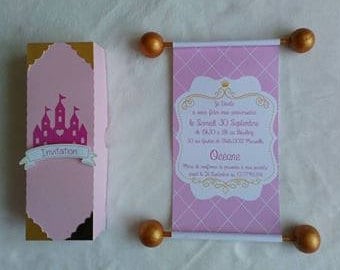 Invitation parchemin thème princesse