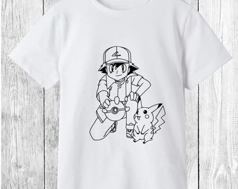 T-shirt à colorier,T-shirt personnalisable,T-shirt enfant,feutres lavables,cadeau,anniversaire,coloriage,inspiration pokemon