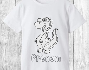 Coloring T-shirt, Customizable T-shirt, Children's T-shirt, washable markers, gift, birthday, coloring, dinosaur