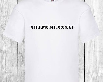 T-shirt date,date en chiffres romains,chiffres romains,mariage