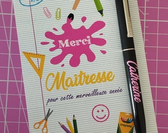 Stylo personnalisé,merci maitresse,atsem,fin d'année,l'école est finie