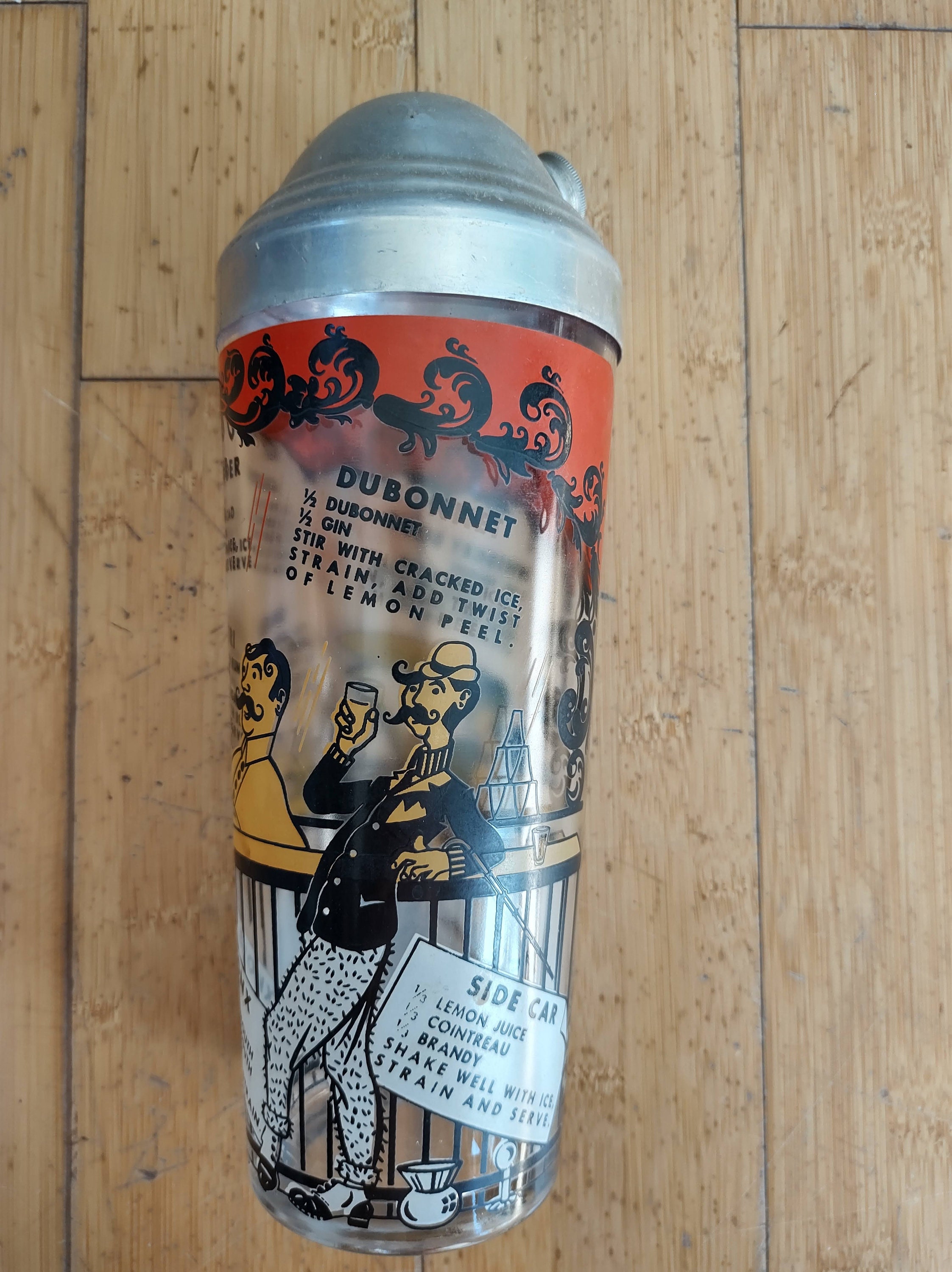 Vintage Glass Cocktail shaker with lid and drink recipes Etsy