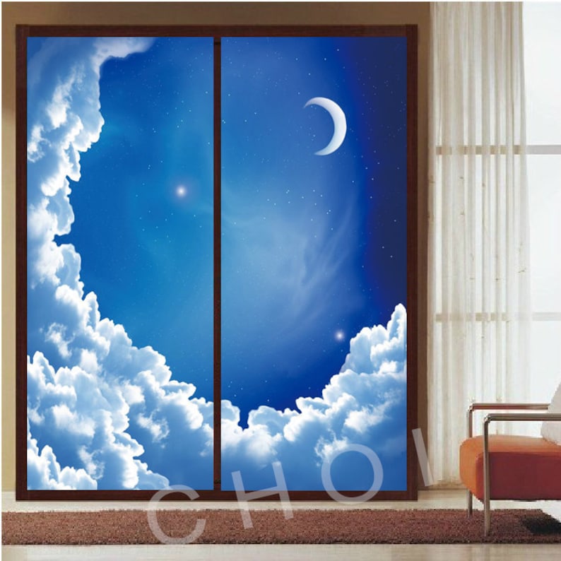 CHOIS F29 Custom Window Decals DIY The moon represents my heart Privacy Home Decor Art DIY Static Adhesive Cling Stickers