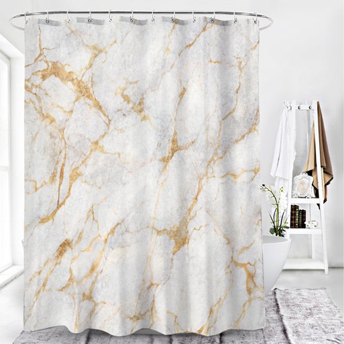 Marble Pattern Shower Curtains Waterproof Modern Fabric - Etsy