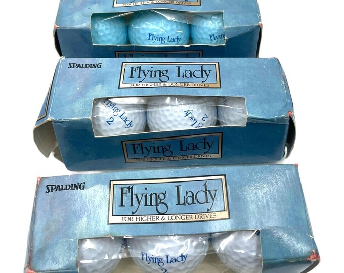 Spalding Flying Lady Golf Balls lot of 9 Blue & White 2 and 4 New Old