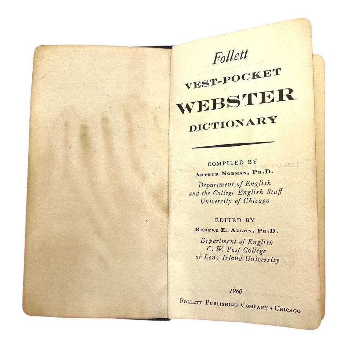 Follett Vest Pocket ster Dictionary 1960 Vintage FAST FREE Etsy