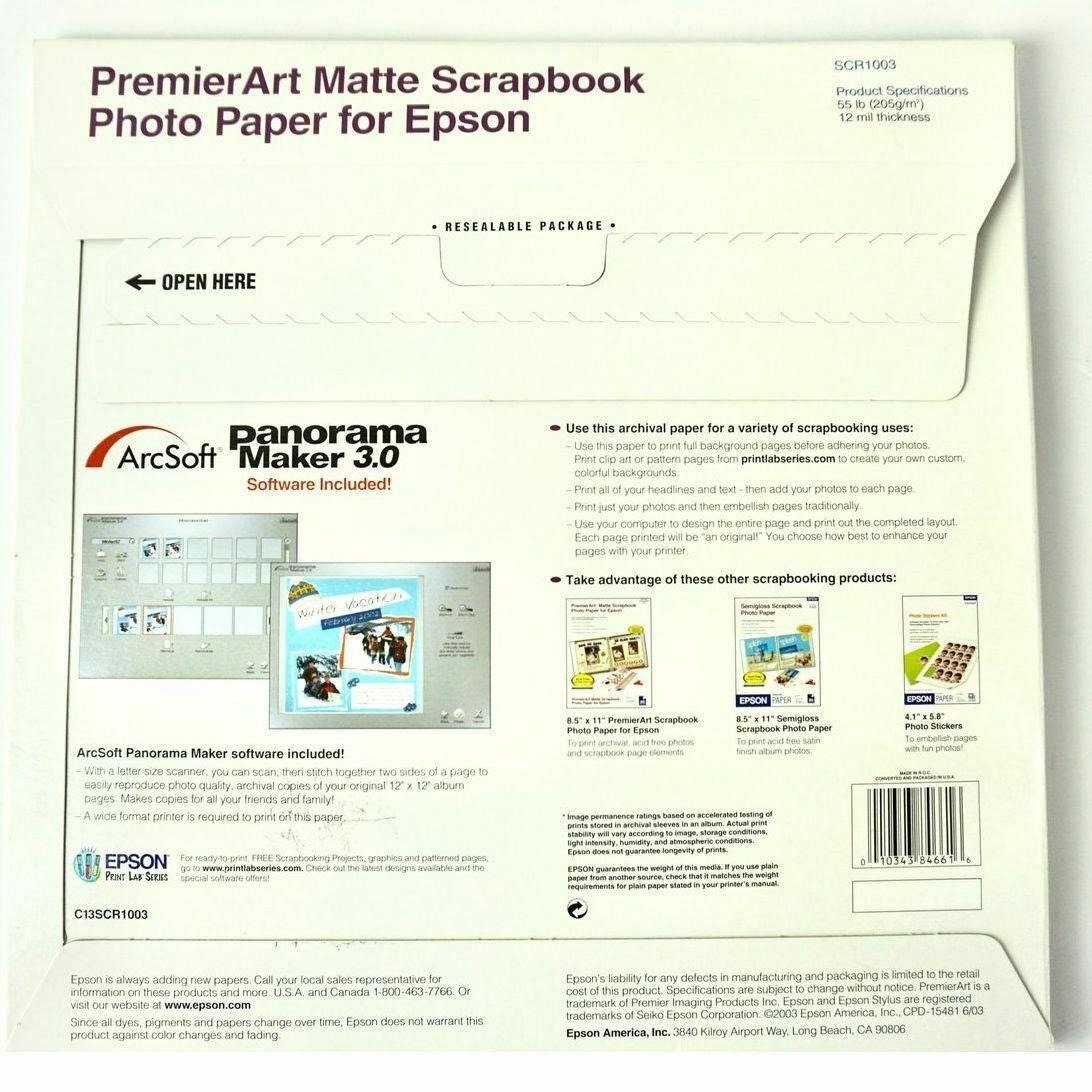 Premierart Matte Scrapbook Photo Paper 2pack NEW SEALED Epson Etsy UK