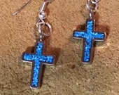 Native American Indian Jewelry Earrings Zuni Sterling Silver Turquoise Red Coral REVERSIBLE Cross Native America Needlepoint Southwestern