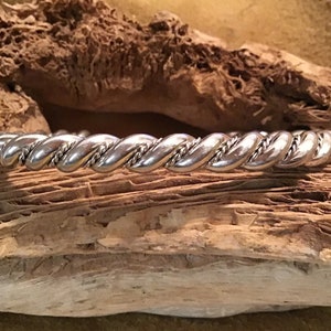 Vintage Authentic Native America Indian Jewelry Sterling Silver Braided Navajo Cuff Southwestern Handcrafted Handmade
