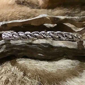 Vintage Authentic Native America Indian Jewelry Sterling Silver Braided Navajo Cuff Southwestern Handcrafted Handmade
