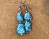 Authentic Vintage Native American Indian Navajo Zuni Turquoise Sterling Silver Earrings Southwestern Art Native America Indian Jewelry