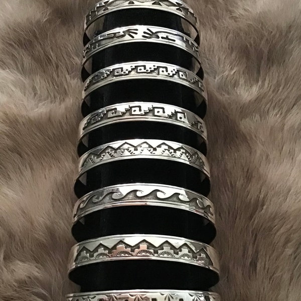 SIGNED Native America Indian Jewelry Sterling Silver Navajo Cuff Southwestern Kokopelli Handmade Handcrafted