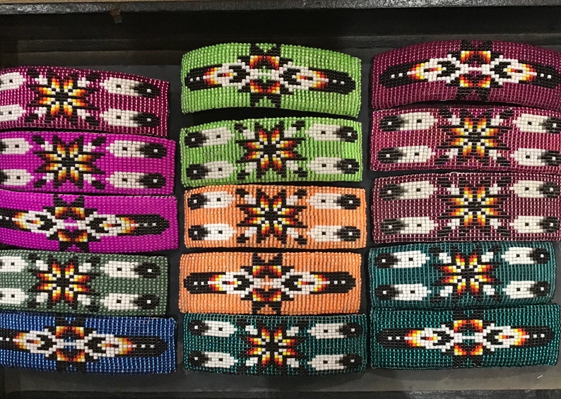 Native America Indian Jewelry Southwestern Navajo Zuni Hopi Hair Accessories Native American Art Hand Beaded Barrette Hair Clip