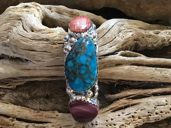 Bracelet Brassard Navajo Vintage – Argent 800 – Pierre Lapis Lazuli – Fait Main USA