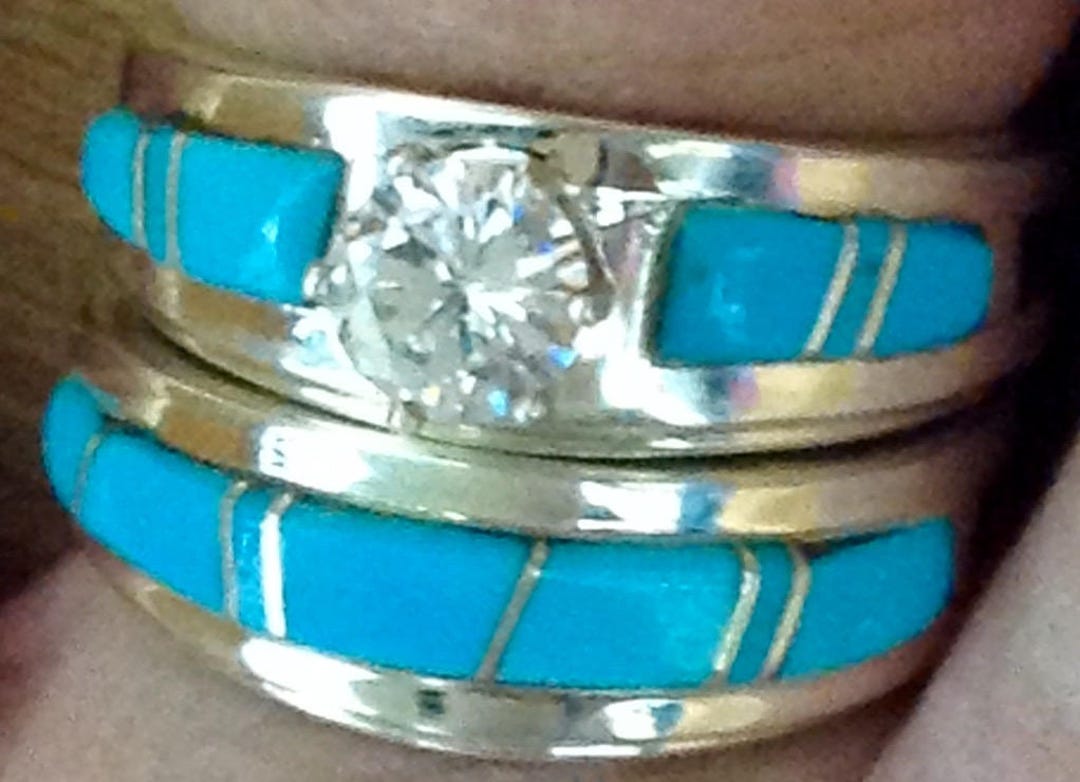 Native american wedding rings turquoise deals