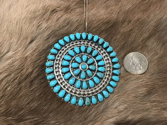Beautiful Vintage Native American Zuni Turquoise Sterling Silver Pin Beautiful Vintage Native American Zuni Turquoise Sterling Silver Pin