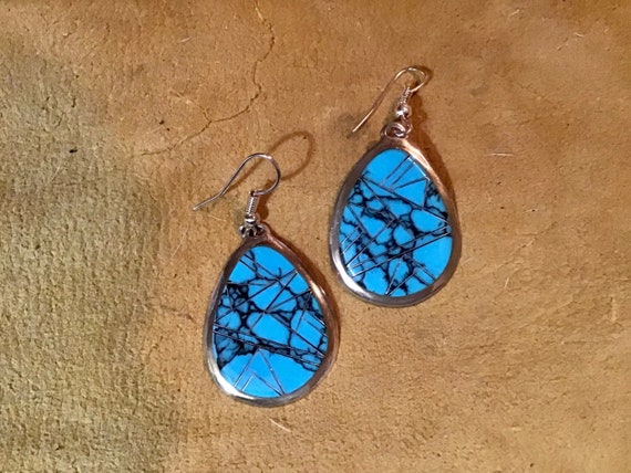 Rare Lapis Slab Native American Sterling Silver Earrings! Rare Lapis Slab Native American Sterling Silver Earrings!