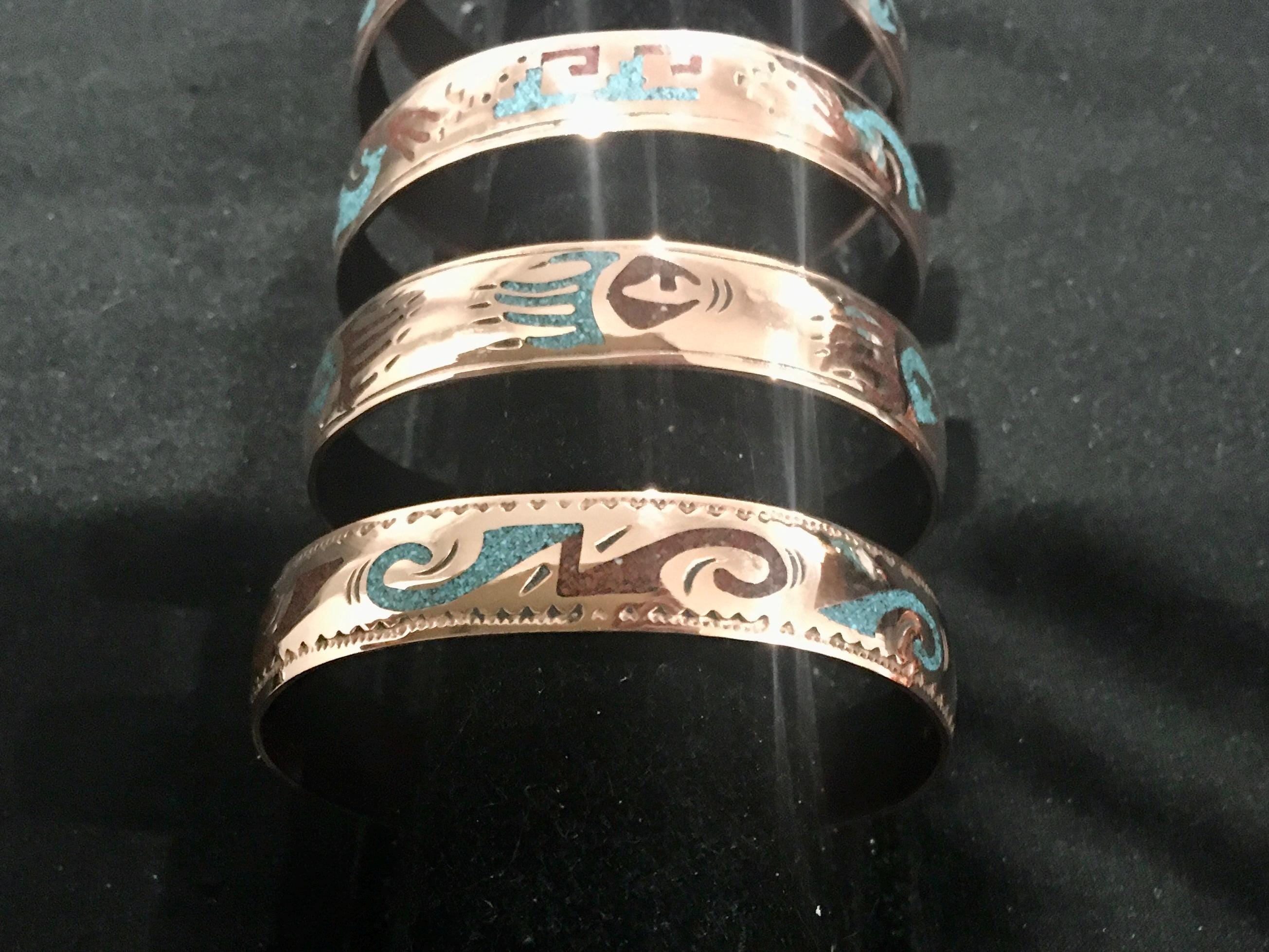 SIGNED Native America Indian Jewelry Copper Navajo Cuff