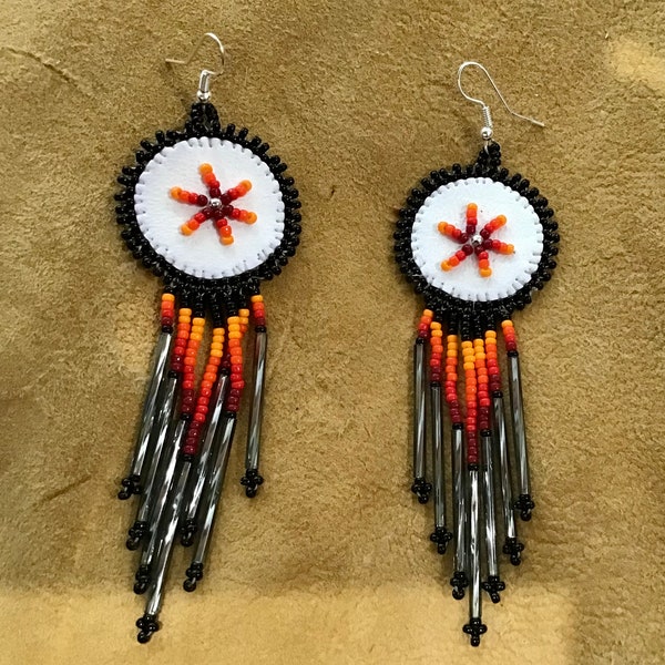 Native American Indian Jewelry Earrings Zuni Tribe Silver Sun Dancer Feathers Navajo Beaded Earrings Native America Southwestern