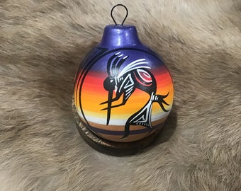 SIGNED Authentic Native American Indian Navajo Hand Painted Pottery Christmas Ornament Kokopelli Southwestern Navajo Sacred Symbols