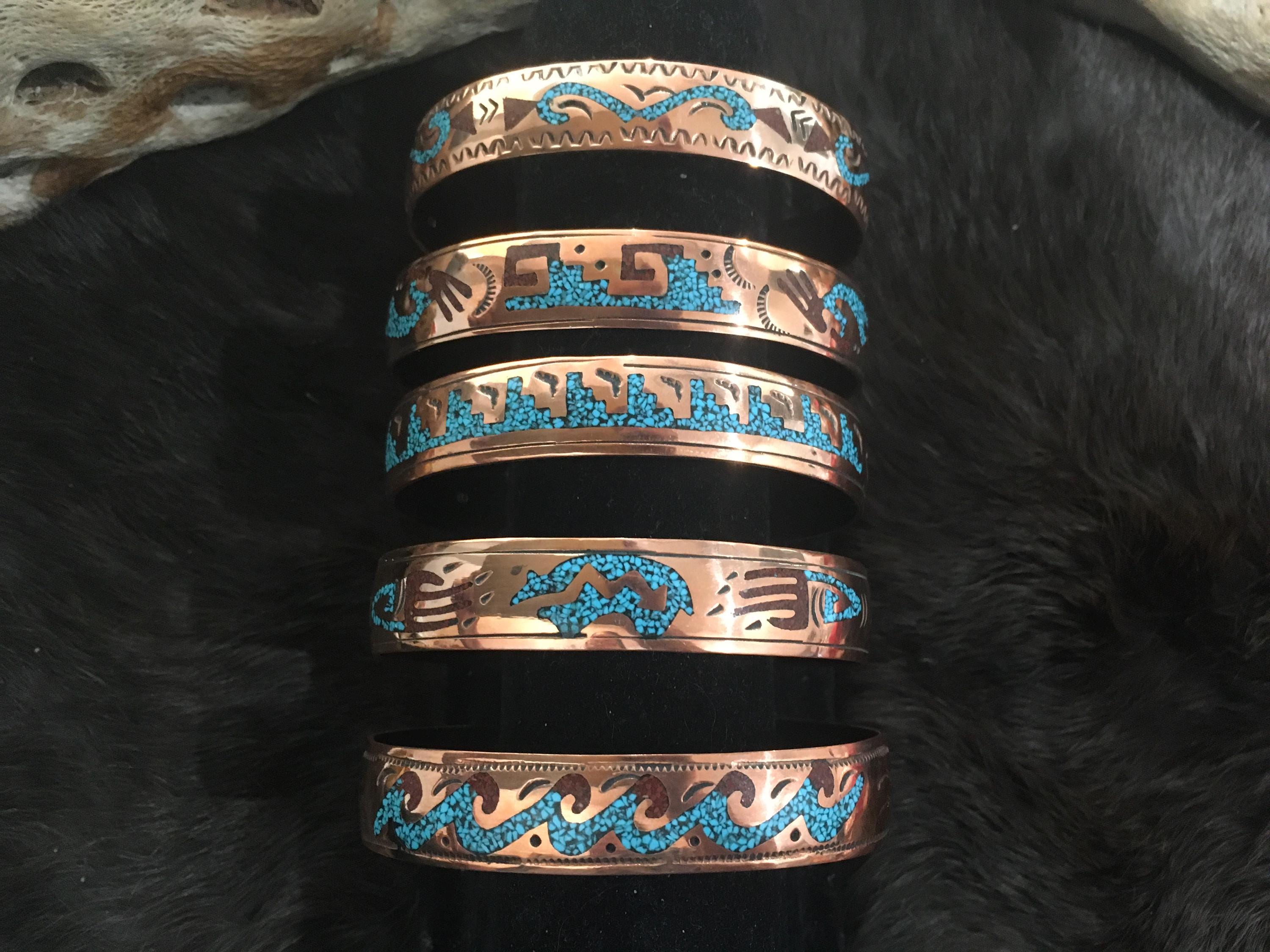 SIGNED Native America Indian Jewelry Copper Navajo Cuff