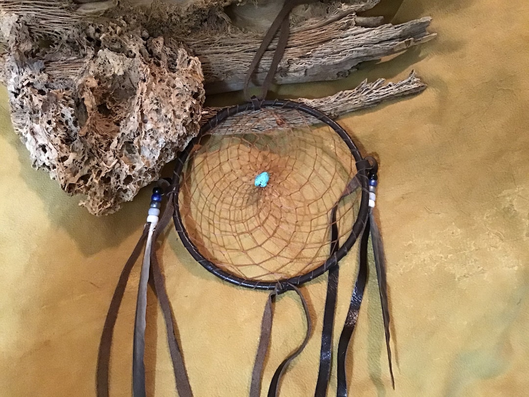 Native America Indian Navajo Dream Catcher Turquoise Feathers Beaded ...