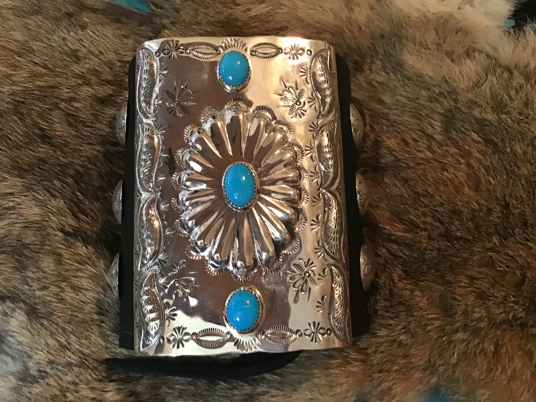 Arrowhead Protector Vintage Native American Navajo Turquoise Sterling Silver Ketoh Bracelet Arrowhead Protector Vintage Native American Navajo Turquoise Sterling Silver Ketoh Bracelet