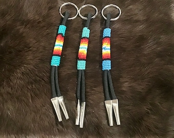 Authentic Native America Indian Jewelry Hand Beaded Keychain Southwestern Art Southwest Jewelry Multi Colored Beaded