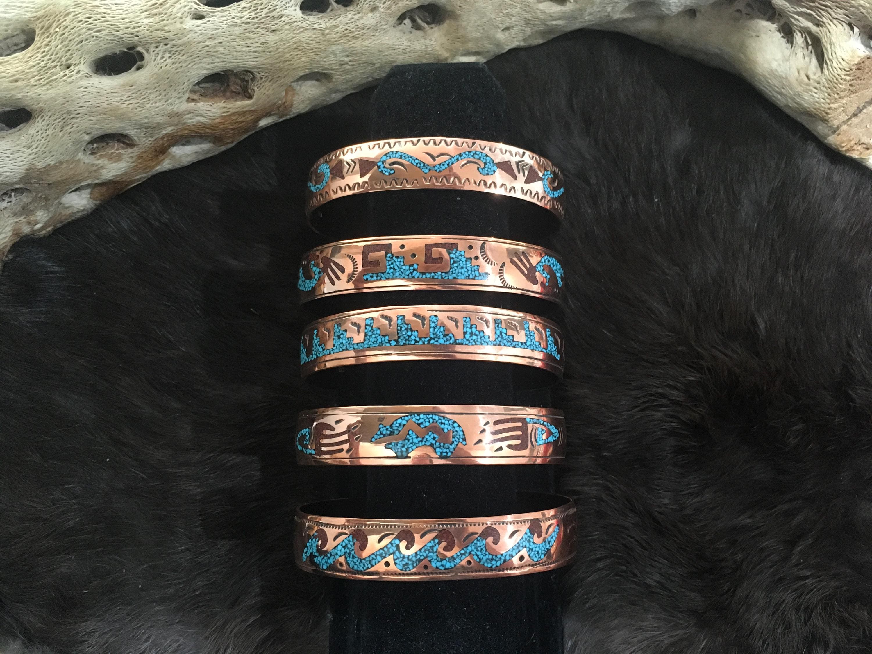 SIGNED Native America Indian Jewelry Copper Navajo Cuff
