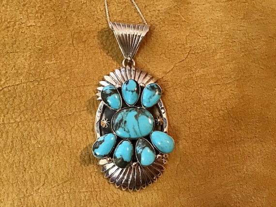 Rare Vintage Native American Navajo Turquoise Necklace Sterling Silver Feather Necklace Rare Vintage Native American Navajo Turquoise Necklace Sterling Silver Feather Necklace
