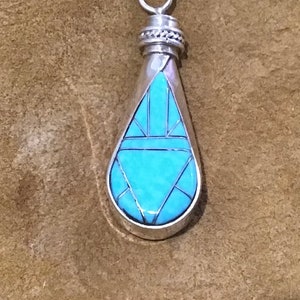 Vintage Native America Indian Jewelry Navajo Necklace Southwestern Jewelry Zuni Navajo Sleeping Beauty Turquoise Native Sterling Silver