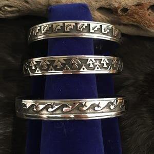 SIGNED Native America Indian Jewelry Sterling Silver Navajo Cuff Southwestern Kokopelli Handmade Handcrafted