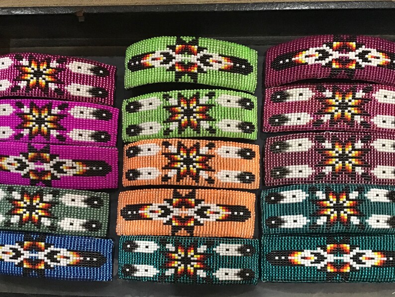 Native America Indian Jewelry Southwestern Navajo Zuni Hopi Hair Accessories Native American Art Hand Beaded Barrette Hair Clip