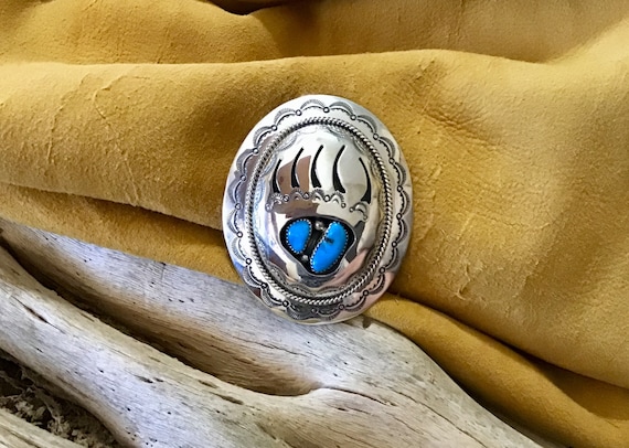 Authentic Vintage Native American Navajo Turquoisebear Sterling Silver Concho Belt Authentic Vintage Native American Navajo Turquoisebear Sterling Silver Concho Belt
