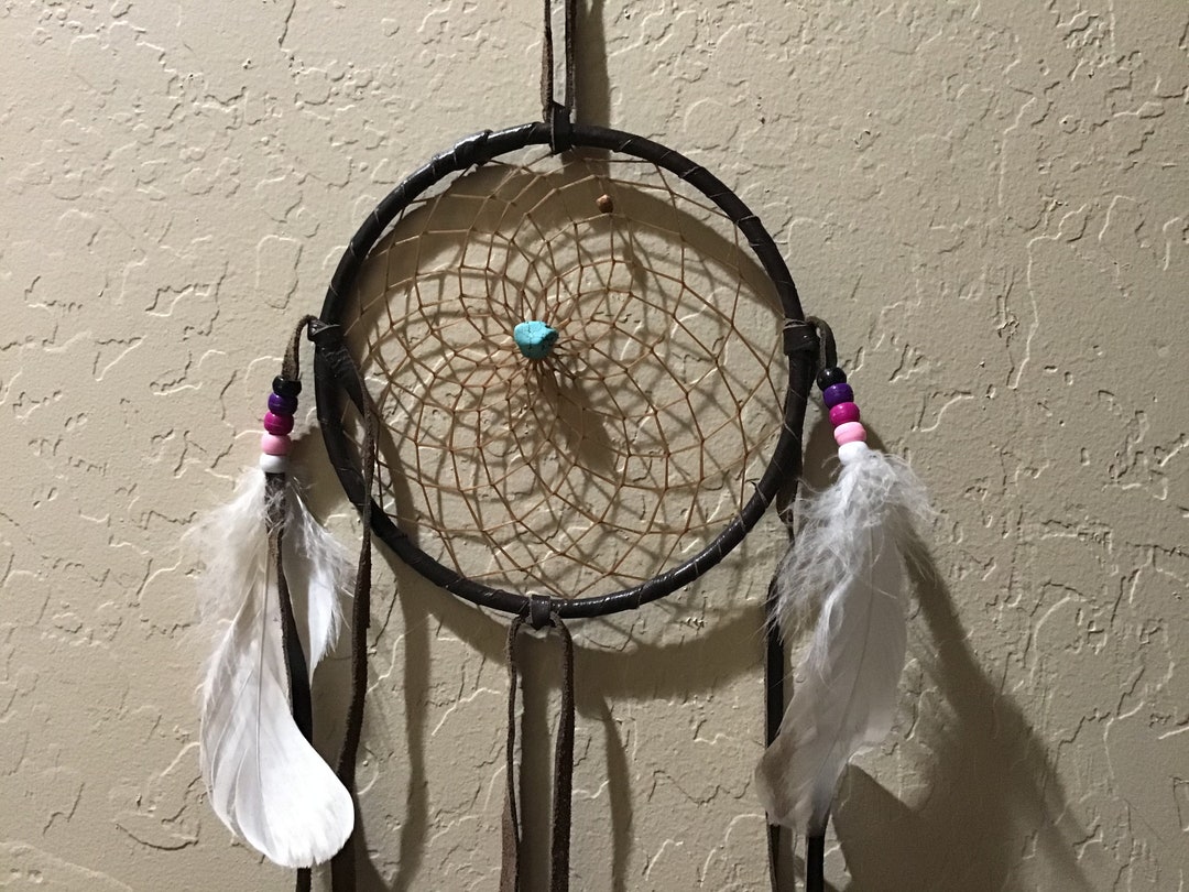 Native America Indian Navajo Willow Dream Catcher Turquoise Feathers ...