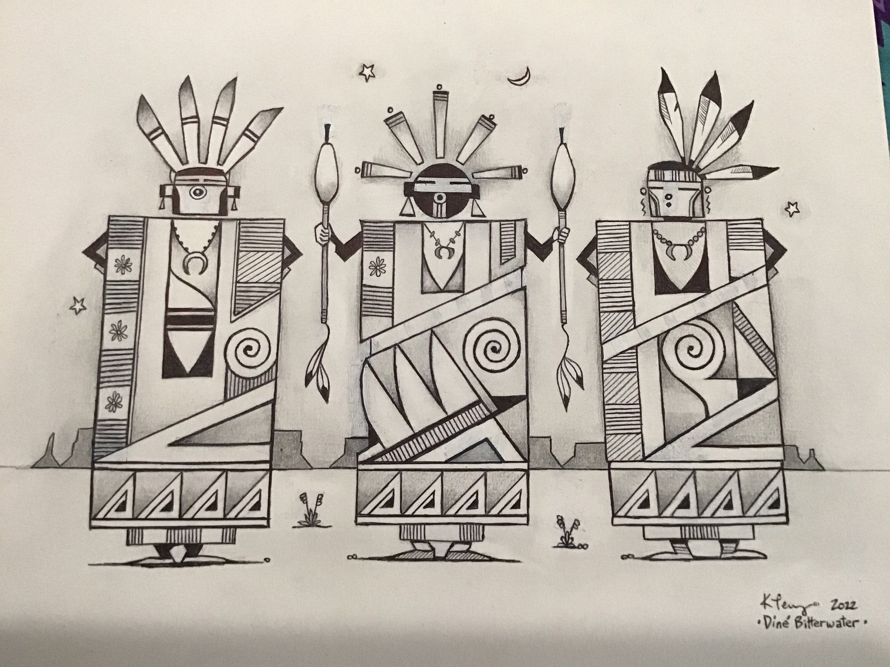 SIGNED Authentic Native American Indian Art Numbered Series Sun