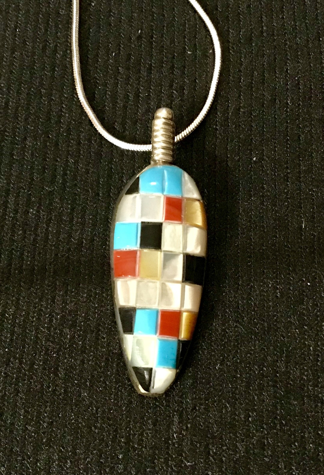 アクセサリー indian jewelry navajo pendant Large Nevada Turquoise Sterling Navajo Pendant Necklace 28672