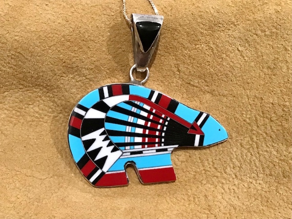 Fascinating Vintage Native American Navajo Inlay Turquoise Gaspeite Silver Necklace Fascinating Vintage Native American Navajo Inlay Turquoise Gaspeite Silver Necklace