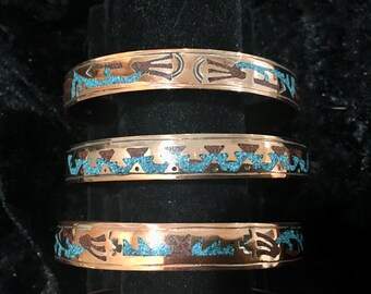 SIGNED Native American Indian Jewelry Copper Navajo Cuff