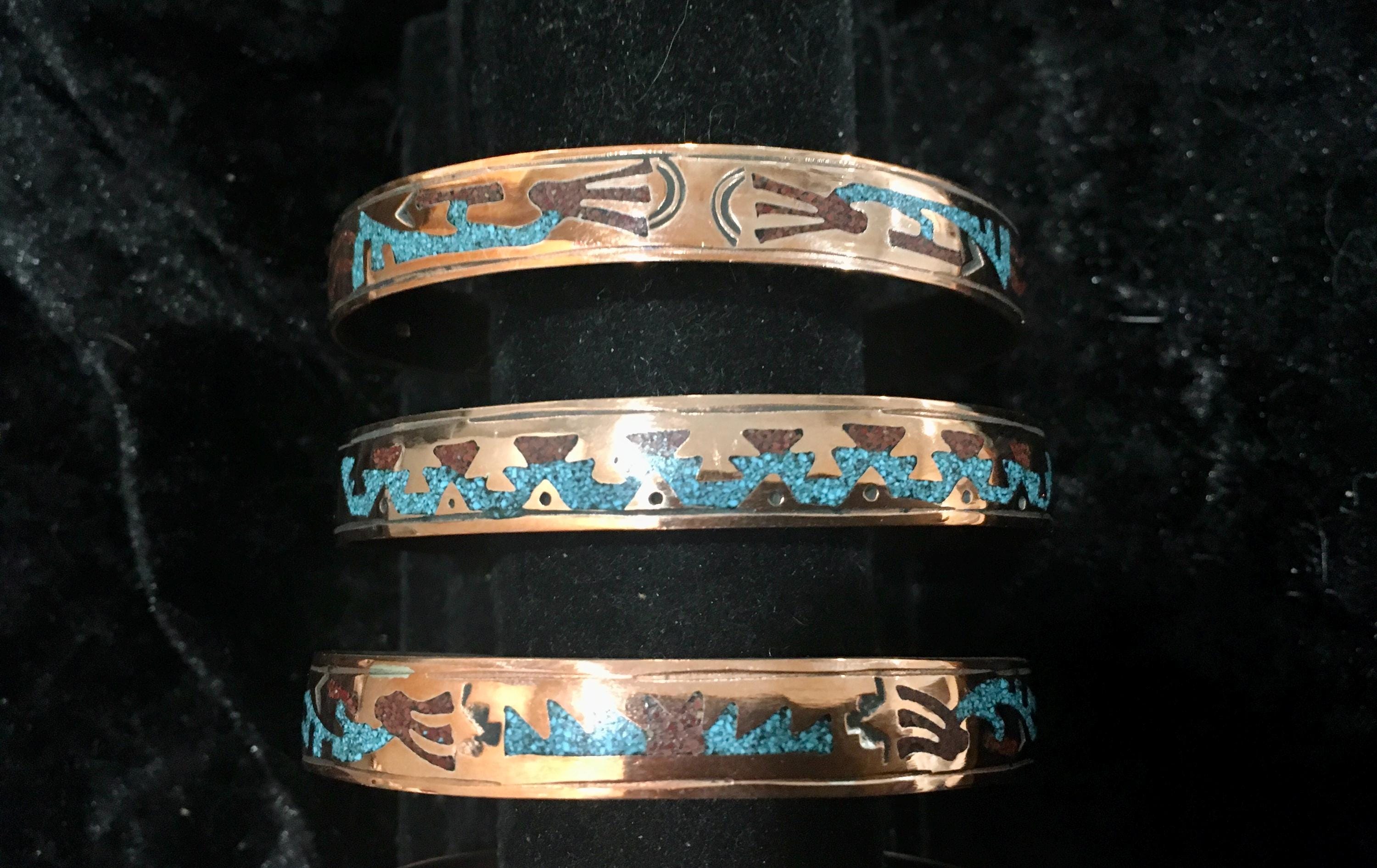 SIGNED Native American Indian Jewelry Copper Navajo Cuff