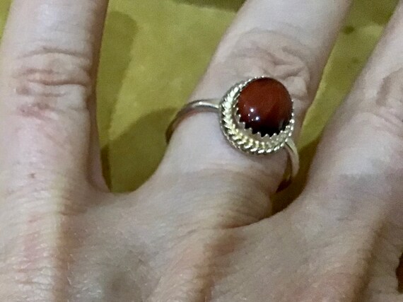 SIGNED Authentic Native America Indian Jewelry Sterling Silver Red