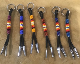 Authentic Native America Indian Jewelry Fully Hand Beaded Keychain Southwestern Art Southwest Jewelry Multi Colored Beaded