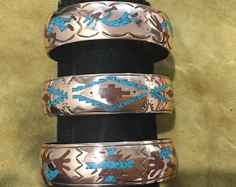 Zuni Indian Bangle, 925 Sterling Silver, Multistone, Stone