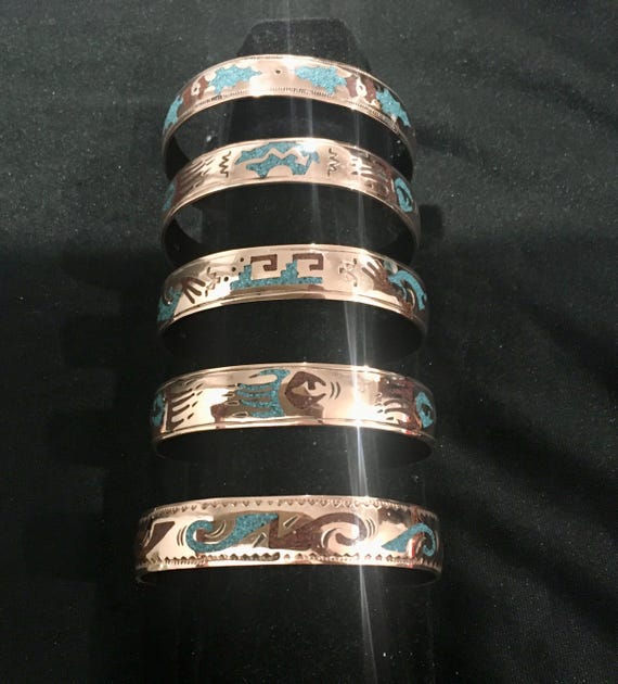 アクセサリー Navajo Indian Jewelry/Bangle SIGNED Native America Indian Jewelry Copper Navajo Cuff
