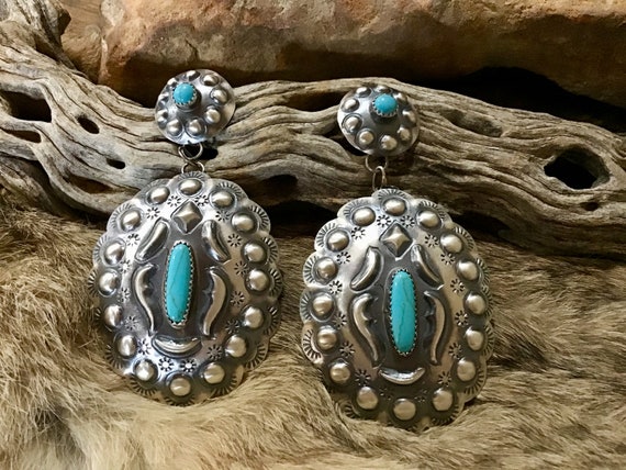 Navajo silver earrings clearance