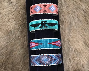 Native America Indian Jewelry Navajo Zuni Hopi Child, Baby Cuffs Beaded Southwestern Jewelry Handcrafted Petit Point Needlepoint