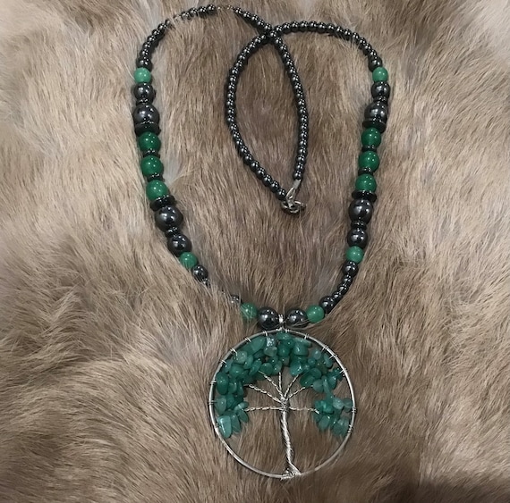 Authentic Native American Indian Jewelry Hematite Jade Navajo Tree